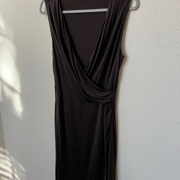 JOSEPH | Monaco 100% Silk Cross Front Jersey Dress in Rich Chocolate | Size L/40 - Picture 2 of 11